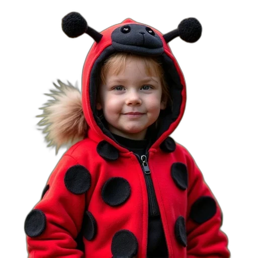 animal, creature, jacket, hat, 3d render, photorealistic, adorable, ladybug transparent PNG cut-out