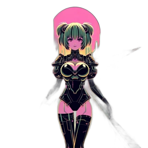 dress, robot, mask, staff, concept art, anime, 3d render, fantasy art transparent PNG cut-out