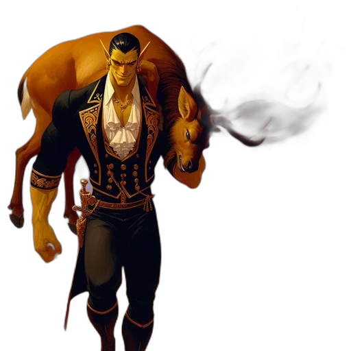 staff, animal, concept art, fantasy art, comic book art, 3d render, fire, golden transparent PNG cut-out