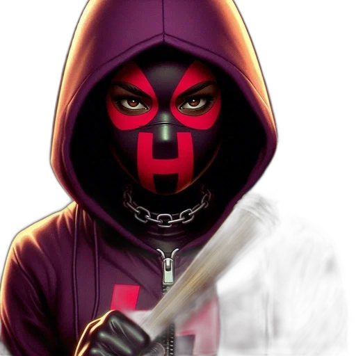 mask, weapon, face, jacket, comic book art, concept art, pixel art, anime transparent PNG cut-out