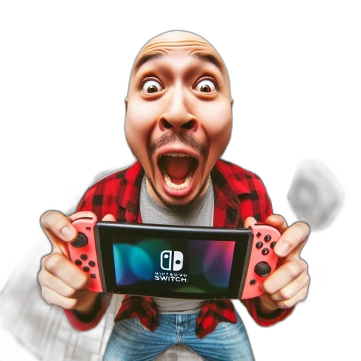 face, concept art, 3d render, photorealistic, pixel art, man, holds, nintendo transparent PNG cut-out