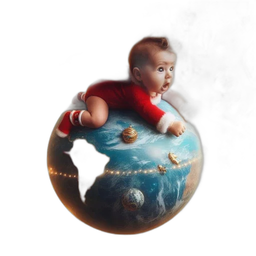 photorealistic, concept art, fantasy art, oil painting, outer space, baby, red, outfit transparent PNG cut-out