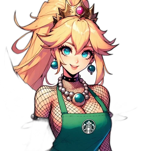 dress, crown, staff, jewelry, concept art, pixel art, fantasy art, anime transparent PNG cut-out