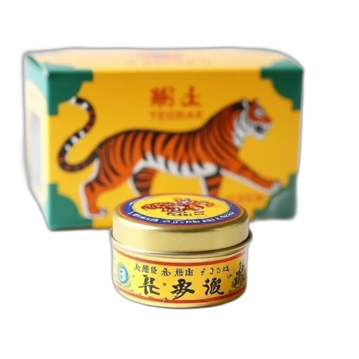 photorealistic, small, round, tin, tiger, balm, white, cream transparent PNG cut-out