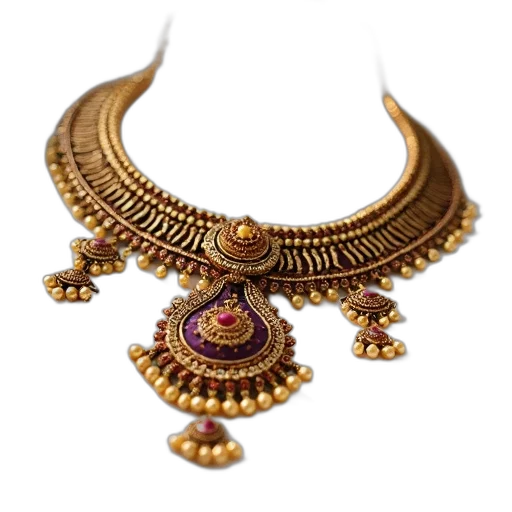 jewelry, crown, close-up, view, traditional, indian, necklace, intricate transparent PNG cut-out