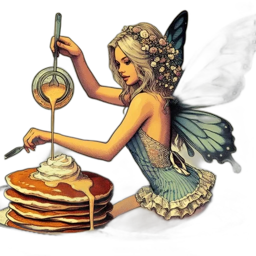 food, fantasy art, concept art, pixel art, comic book art, anthropomorphic, fairy, blue transparent PNG cut-out