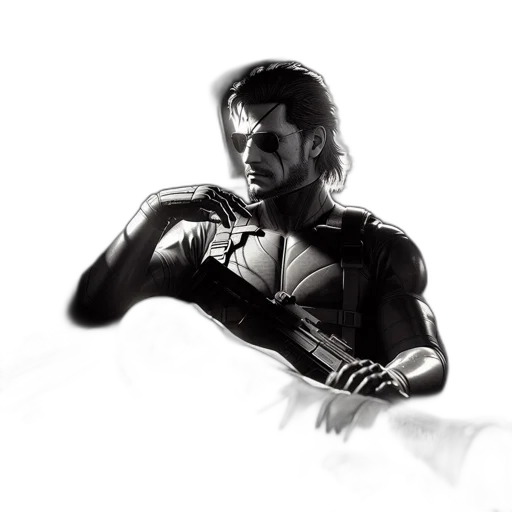 sword, weapon, jacket, face, comic book art, concept art, photorealistic, fantasy art transparent PNG cut-out