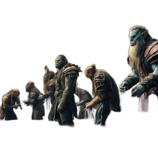 concept art, fantasy art, 3d render, comic book art, group, mythical, creatures, gather transparent PNG cut-out