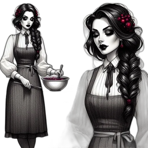 dress, concept art, fantasy art, comic book art, pixel art, dark, monochrome, red transparent PNG cut-out