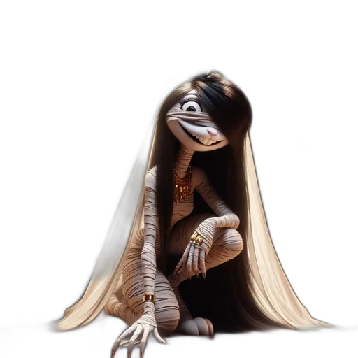 creature, dress, animal, hair, concept art, 3d render, fantasy art, photorealistic transparent PNG cut-out