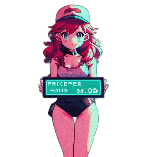 dress, robot, weapon, staff, vaporwave, pixel art, anime, concept art transparent PNG cut-out