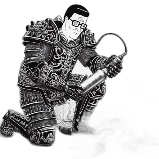 robot, staff, sword, weapon, comic book art, concept art, cartoon, fantasy art transparent PNG cut-out