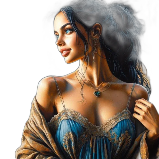 jewelry, dress, fantasy art, photorealistic transparent PNG cut-out