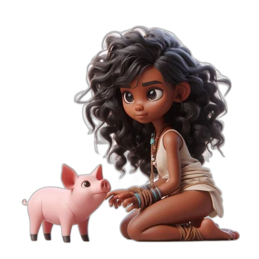 concept art, cartoon, fantasy art, 3d render, animated, character, curly, hair transparent PNG cut-out