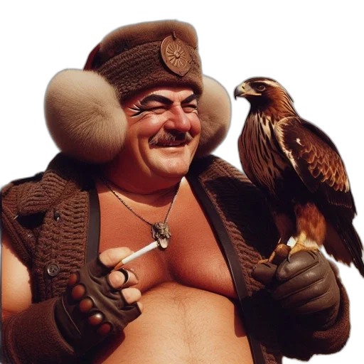 animal, hat, staff, concept art, photorealistic, man, wearing, unique transparent PNG cut-out