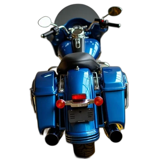 3d render, photorealistic, concept art, blue, motorcycle, black, seat, chrome transparent PNG cut-out