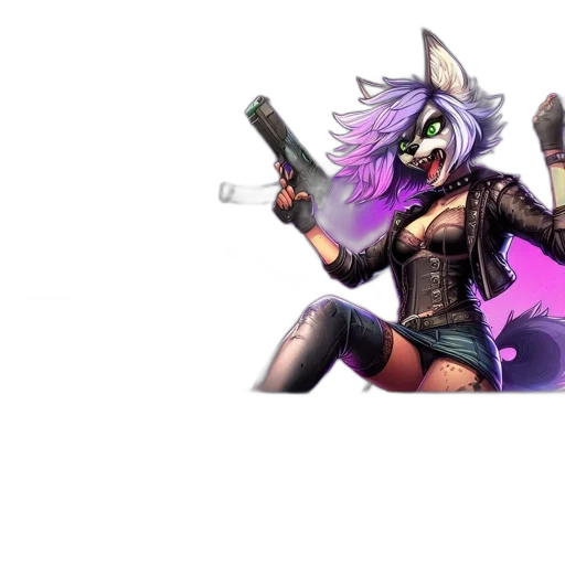 weapon, staff, jacket, animal, concept art, cyberpunk, fantasy art, pixel art transparent PNG cut-out