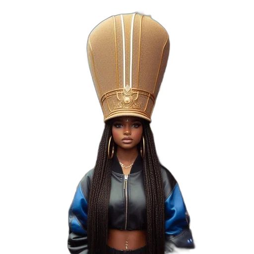 hat, crown, hair, jacket, concept art, fantasy art, 3d render, photorealistic transparent PNG cut-out