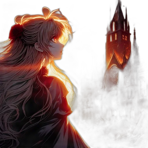 anime, fantasy art, concept art, watercolor, fire, fog, night, sunset transparent PNG cut-out