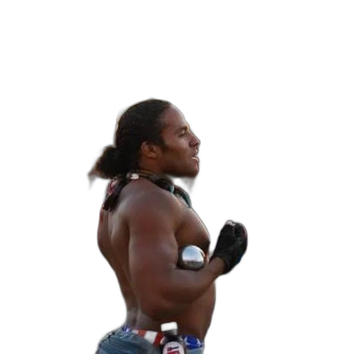 animal, weapon, hair, creature, muscular, man, stands, outdoors transparent PNG cut-out
