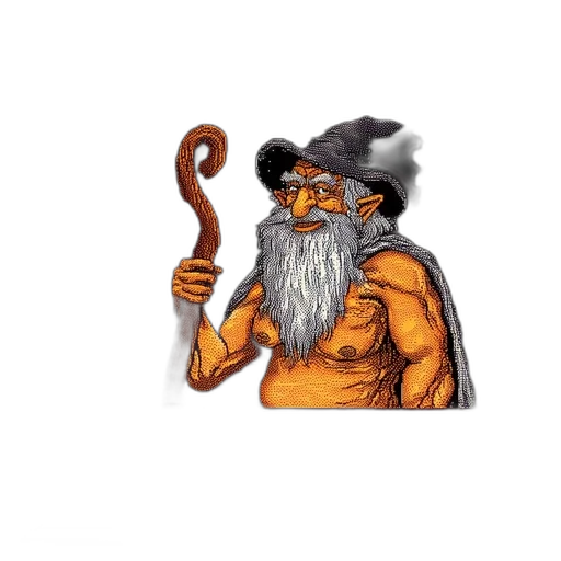 staff, hat, dragon, fantasy art, concept art, pixel art, watercolor, 8-bit transparent PNG cut-out