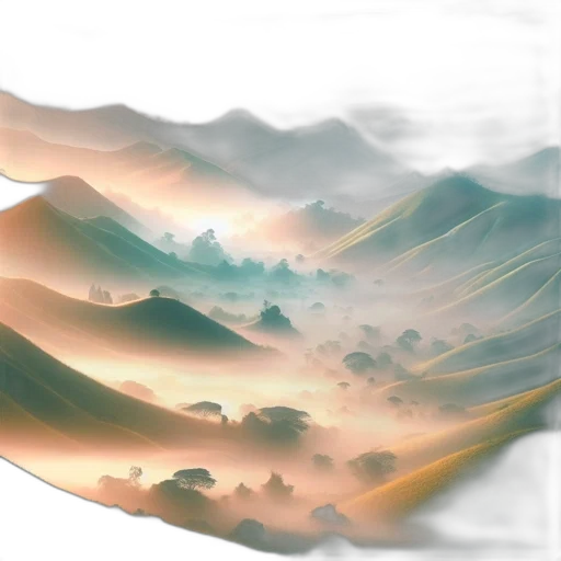 mask, concept art, 3d render, fantasy art, photorealistic, fog, forest, sunset transparent PNG cut-out