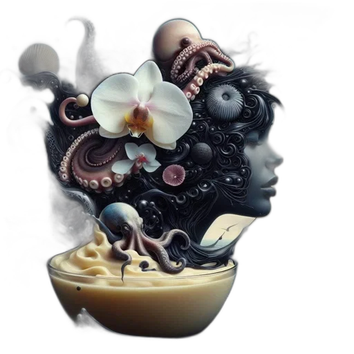 mask, food, crown, face, concept art, photorealistic, 3d render, fantasy art transparent PNG cut-out