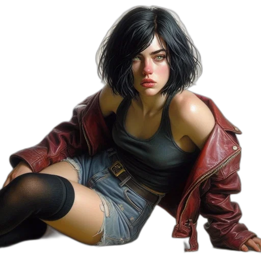 jacket, face, dress, photorealistic, fantasy art, concept art, comic book art, red transparent PNG cut-out