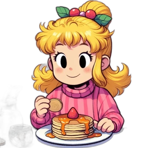 food, dress, staff, pixel art, cartoon, vaporwave, anime, pastel transparent PNG cut-out
