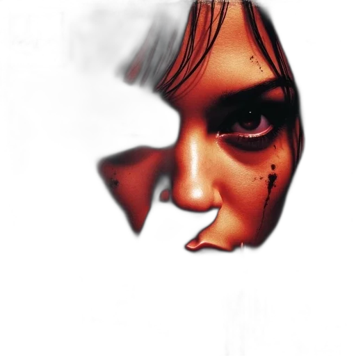 face, mask, comic book art, concept art, photorealistic, 3d render, fire, red transparent PNG cut-out