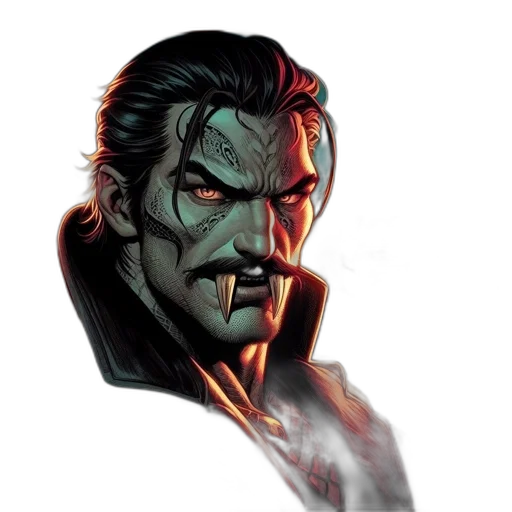 face, mask, staff, comic book art, concept art, fantasy art, cyberpunk, fierce transparent PNG cut-out