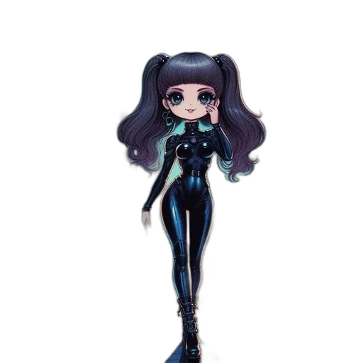 hair, robot, cartoon, concept art, 3d render, fantasy art, outer space, dark transparent PNG cut-out
