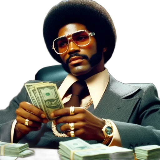 man, suit, sporting, afro, hairdo, wears, aviators, while transparent PNG cut-out