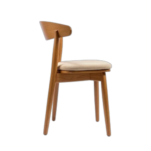 furniture, staff, 3d render, wooden, stool, beige, cushioned, seat transparent PNG cut-out