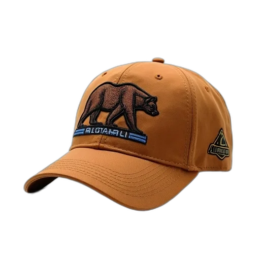 hat, 3d render, brown, baseball, cap, detailed, embroidered, design transparent PNG cut-out