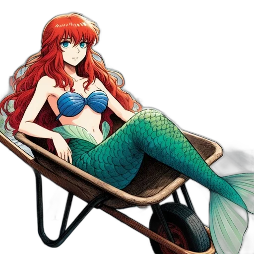creature, pixel art, concept art, fantasy art, anime, underwater, beach, mermaid transparent PNG cut-out