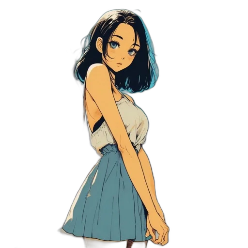 dress, staff, face, jacket, anime, concept art, pixel art, cartoon transparent PNG cut-out
