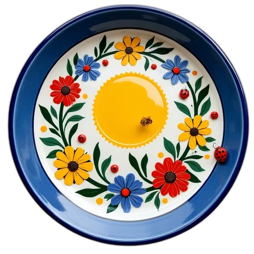 food, jewelry, flower, blue, ceramic, plate, rim, white transparent PNG cut-out