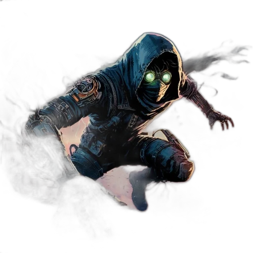 mask, creature, concept art, fantasy art, pixel art, comic book art, dark, blue transparent PNG cut-out