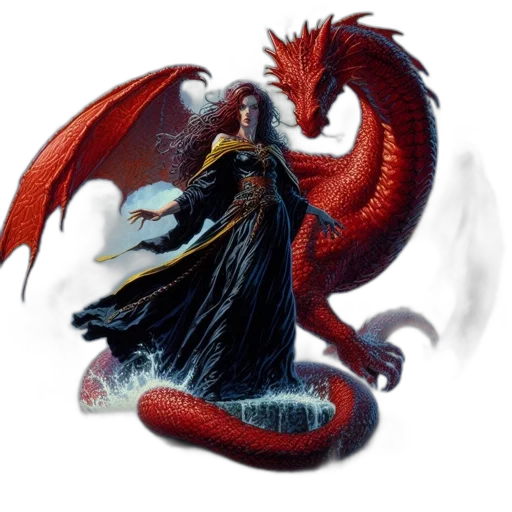 dragon, creature, staff, fantasy art, concept art, pixel art, 3d render, red transparent PNG cut-out