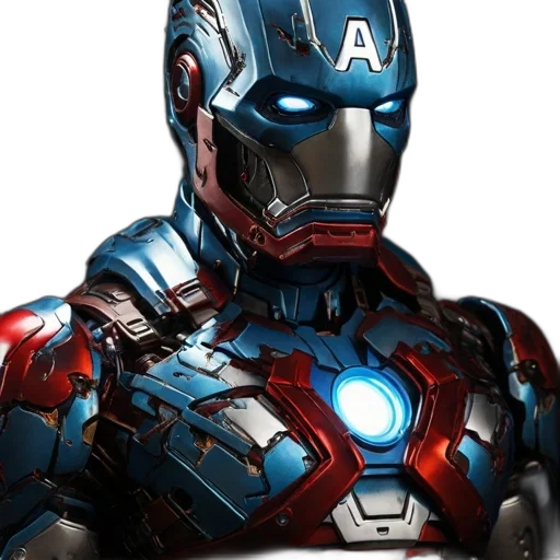 robot, comic book art, 3d render, concept art, photorealistic, detailed, battle-worn, replica transparent PNG cut-out