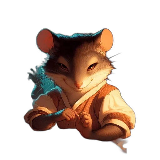 staff, animal, concept art, fantasy art, 3d render, watercolor, anthropomorphized, mouse transparent PNG cut-out