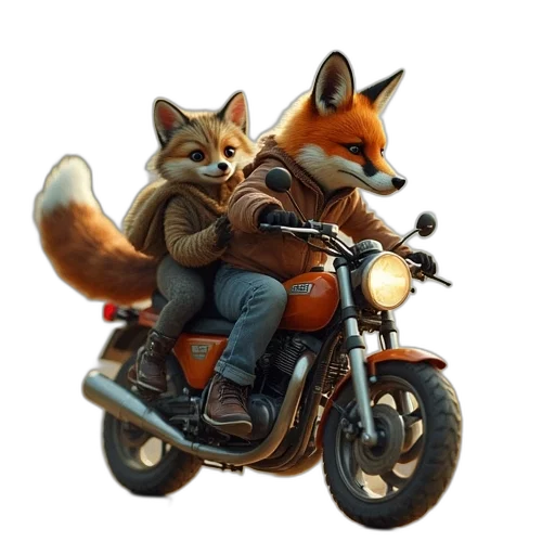 animal, jacket, concept art, 3d render, photorealistic, fantasy art, fox, hedgeling transparent PNG cut-out