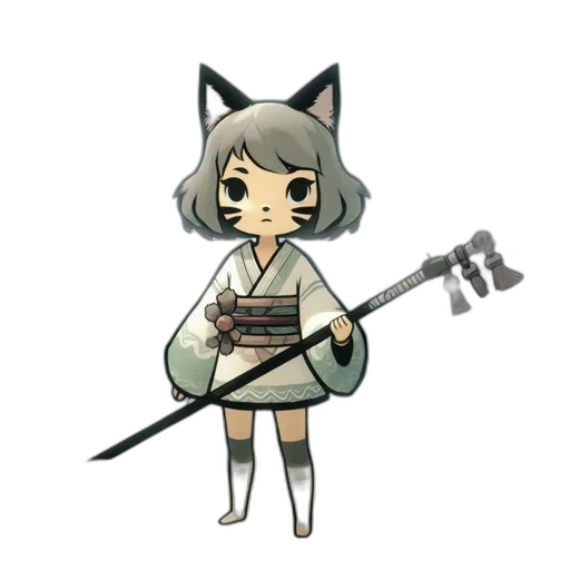 staff, weapon, sword, pixel art, concept art, anime, fantasy art, monochrome transparent PNG cut-out