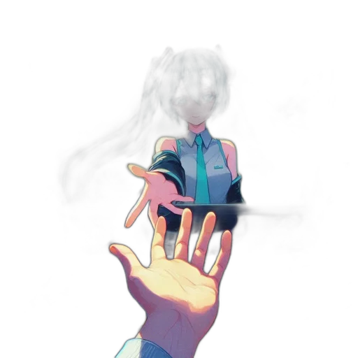 robot, jacket, staff, dress, vaporwave, concept art, anime, 3d render transparent PNG cut-out