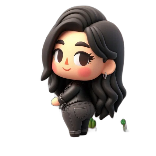 cartoon, concept art, 3d render, pixel art, animated, female, character, stands transparent PNG cut-out