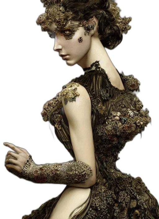 dress, jewelry, crown, staff transparent PNG cut-out
