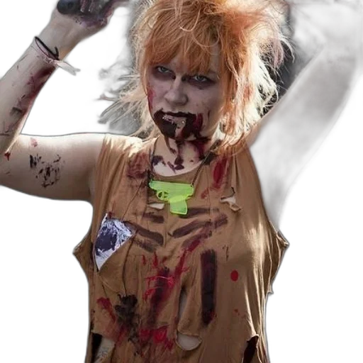 person, dressed, zombie, blood, their, face, shirt, wearing transparent PNG cut-out