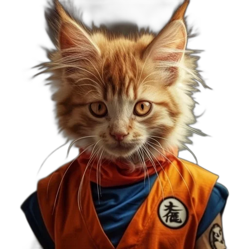 staff, animal, jacket, photorealistic, fantasy art, concept art, pixel art, cat transparent PNG cut-out