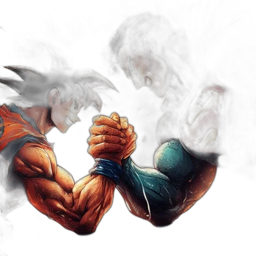 concept art, fantasy art, comic book art, anime, fire, goku, superman, engage transparent PNG cut-out